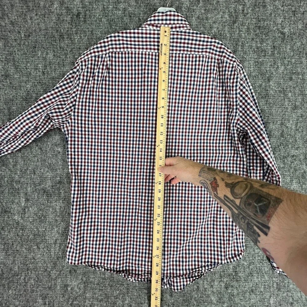 J Crew Shirt Mens XL Plaid‎ Slim Fit Flex Washed Button Up Business Casual